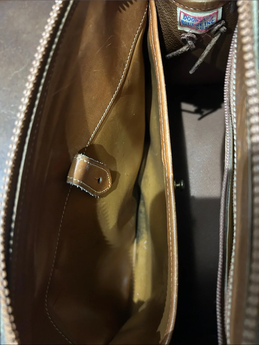 Dooney & Bourke Vintage Taupe and Tan Leather Satchel